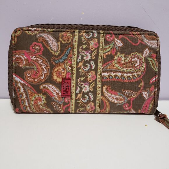 Maggi B Brown Paisley Zip Around Women's Wallet  7.5"×4.5" - Picture 1 of 7